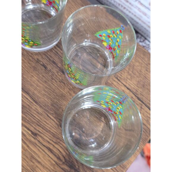 VTG Action Industries Christmas Tree Rocks Glasses Set Of 4 Holiday - Picture 5 of 9